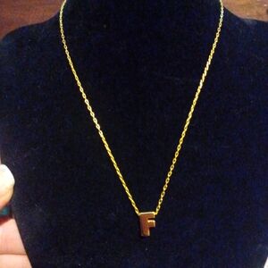 Trifari Gold Initial 'F' Pendant Necklace